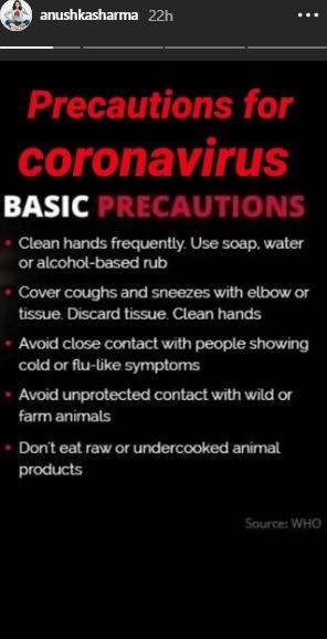 Anushka sharma over corona virus 