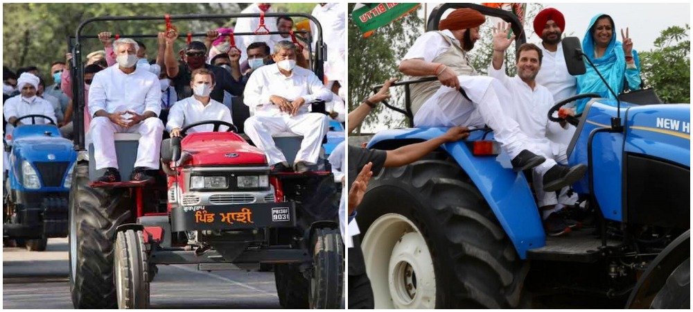 Rahul gandhi drive tractor by himself